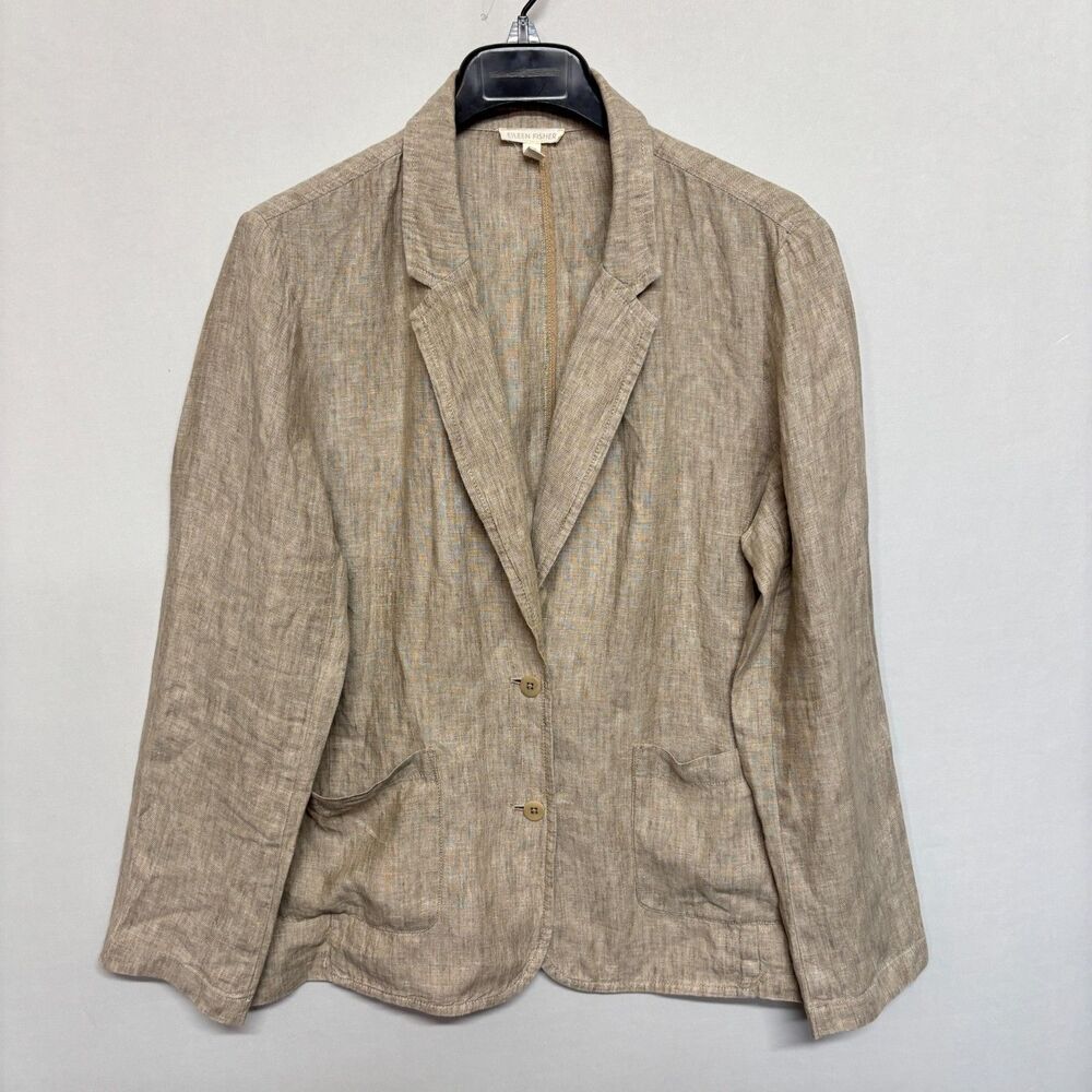 Eileen Fisher Women 100% Organic Cotton Blazer Jacket Size Large D137 -7